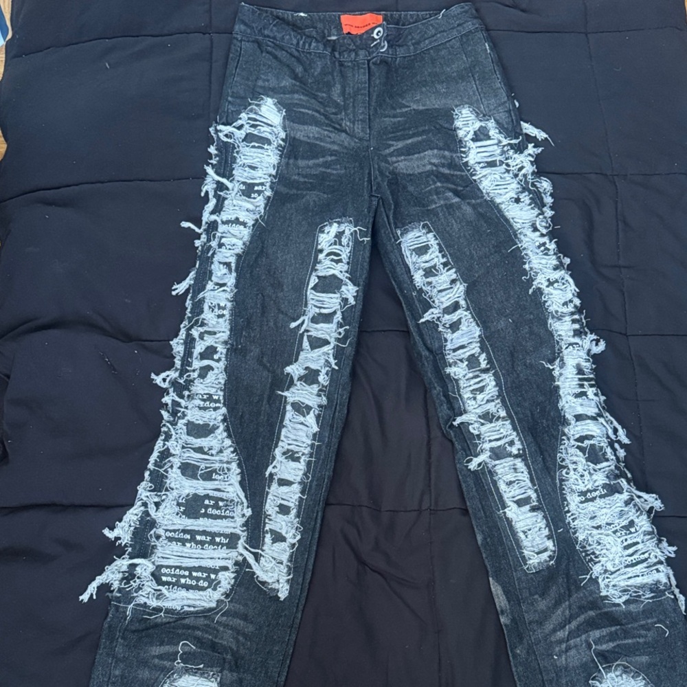Distressed Black Wide Leg Jeans